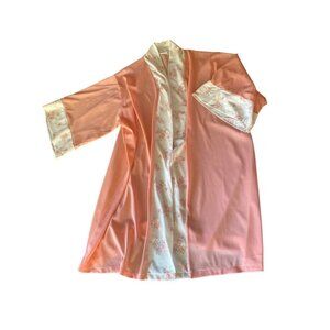 Carol Brent Pink Vintage 1970's Nylon Lounge Topper Kimono Size 36